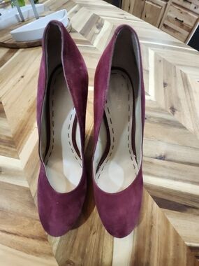 Nine West Wine Suede High Heel Platform Pumps